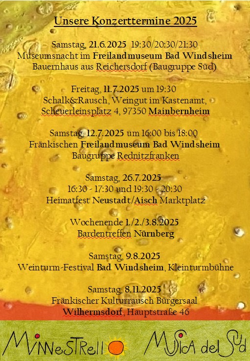 Unsere Konzerttermine für den Sommer 2025